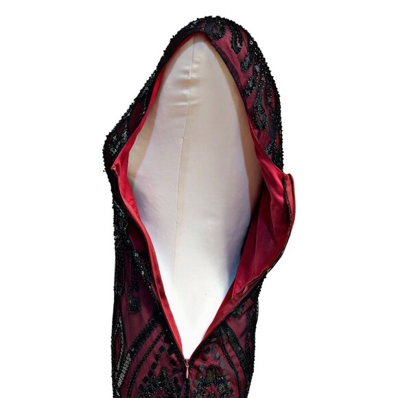Unbranded Vintage 1920s Flapper Midi Dress Sequin A-Line Sheer Party Costume Red - Picture 8 of 12